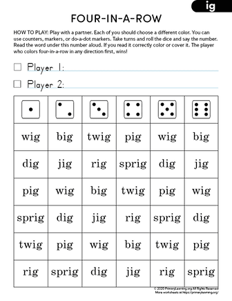 Reading ig word family words