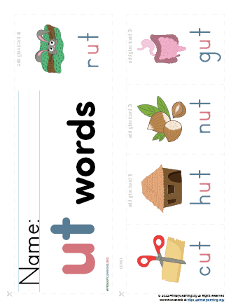 Ut word family worksheets printables