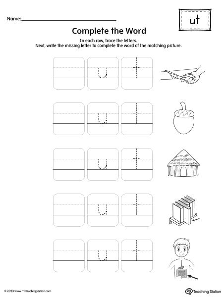 Free ut word family plete the words worksheet word family worksheets word families word families printables