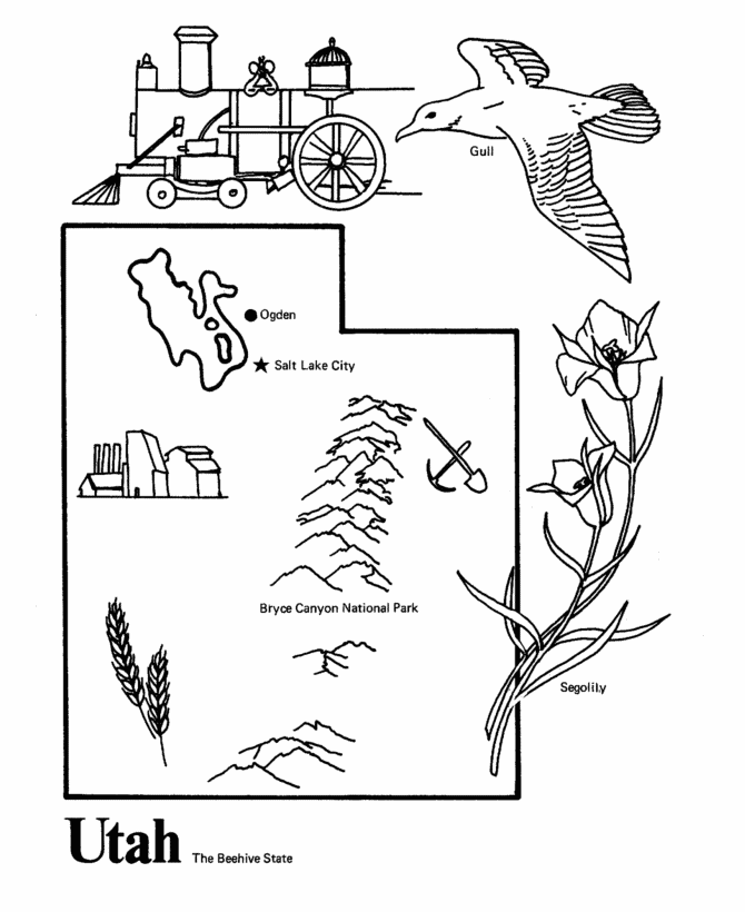 Utah state outline coloring page utah map coloring pages state outline