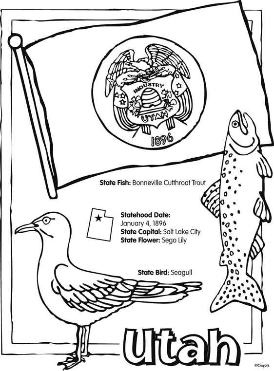 State of utah free coloring page