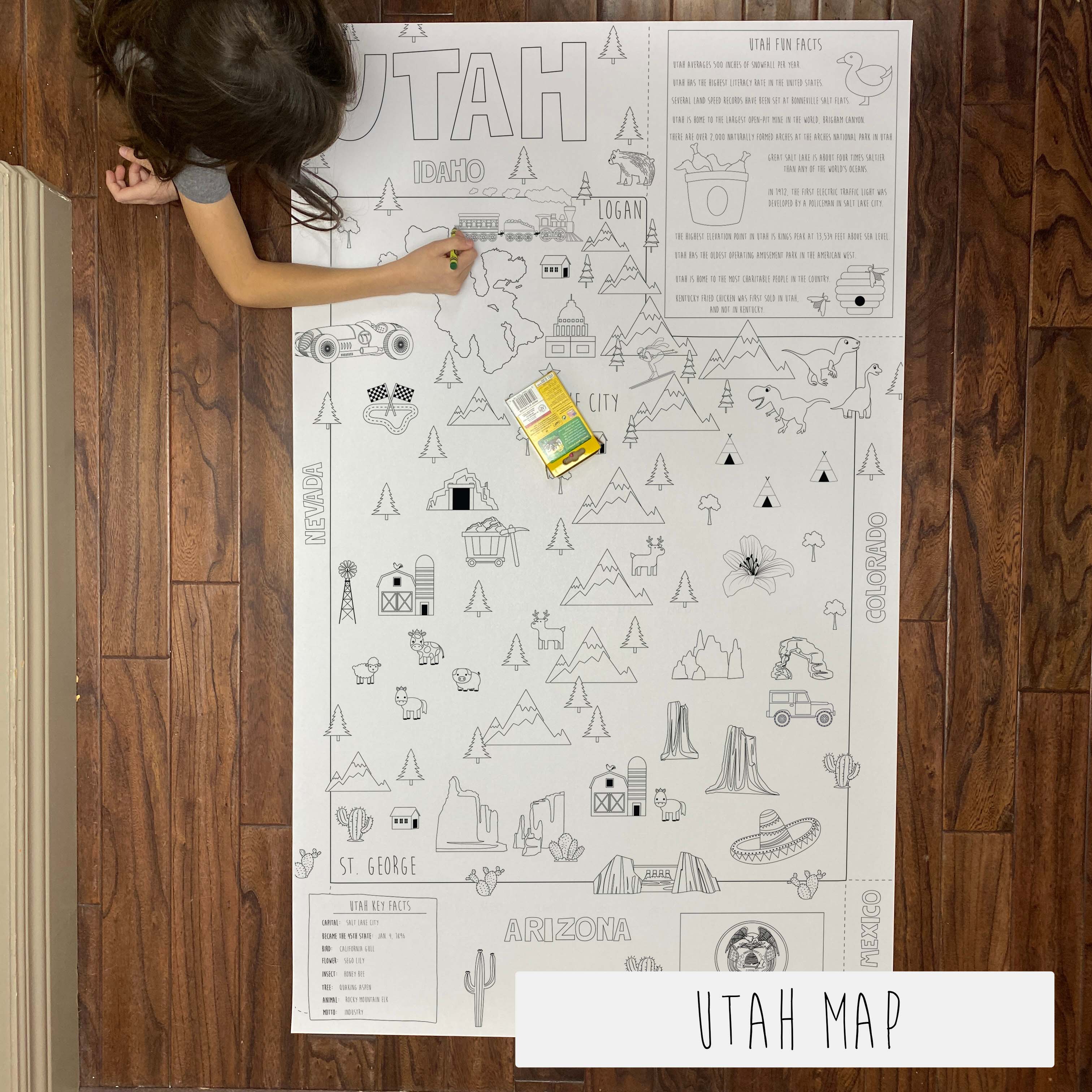 Utah state map coloring sheet â