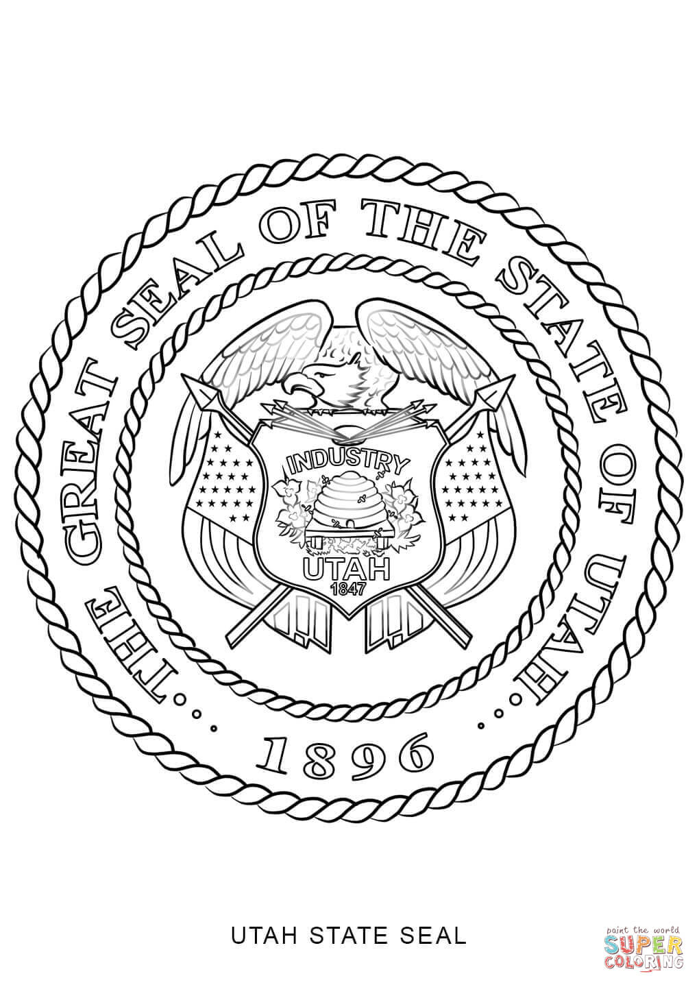 Utah state seal coloring page free printable coloring pages