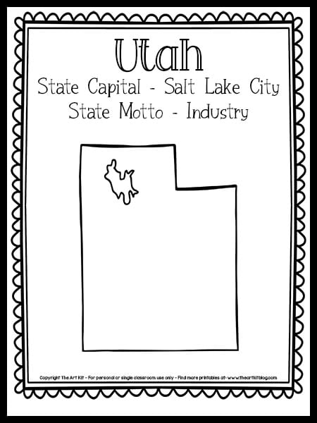 Utah state outline coloring page free printable â the art kit