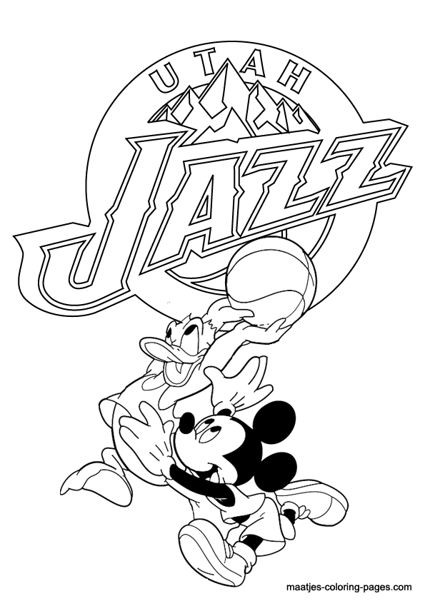 Utah jazz nba disney coloring pages