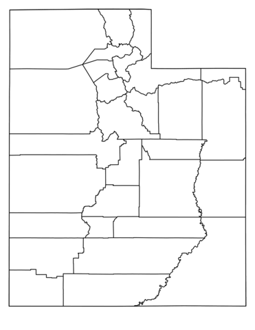 Outline map of utah counties coloring page free printable coloring pages