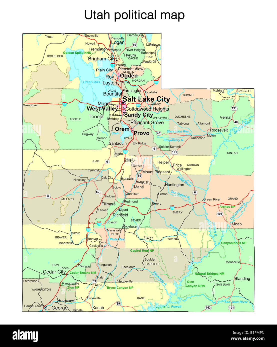 Utah state map hi