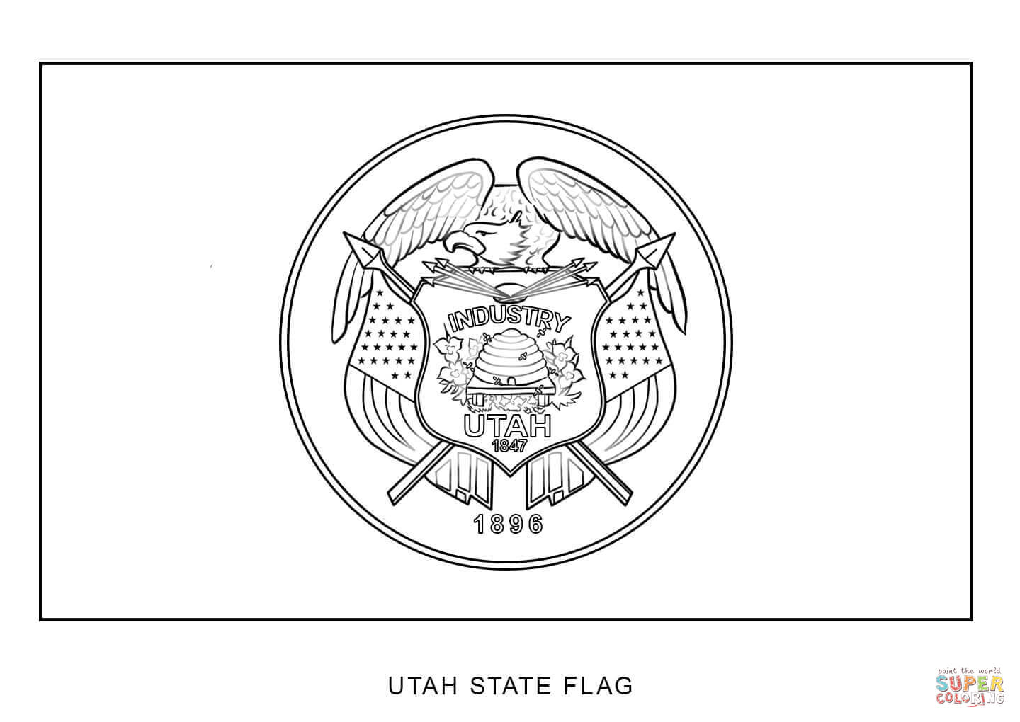 Utah state flag coloring page free printable coloring pages