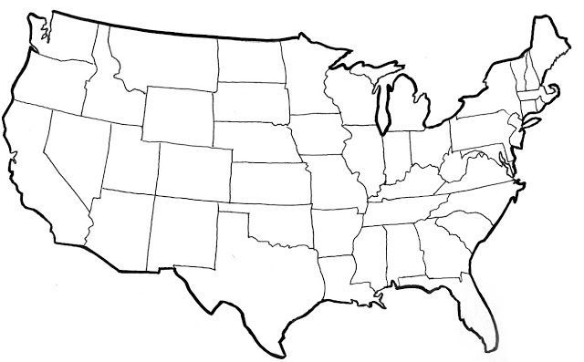 Mapa de estados unidos para colorear e imprimir