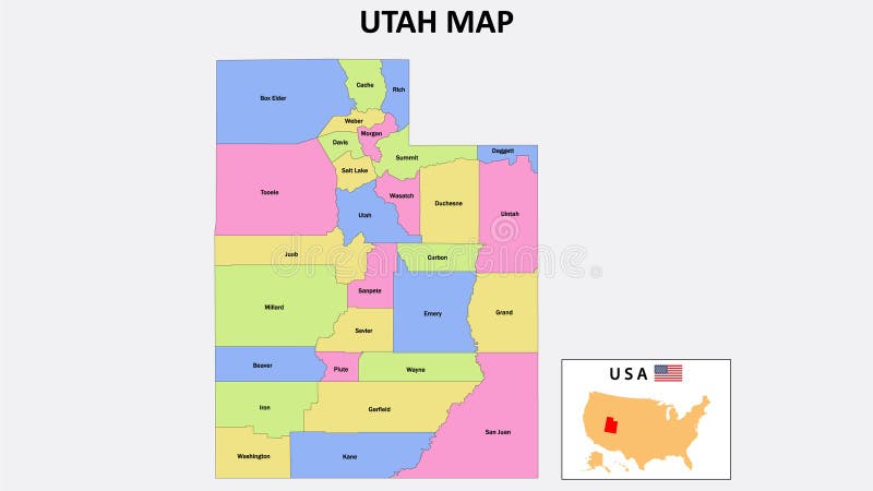 Utah map district map of utah in district map of utah stock vector