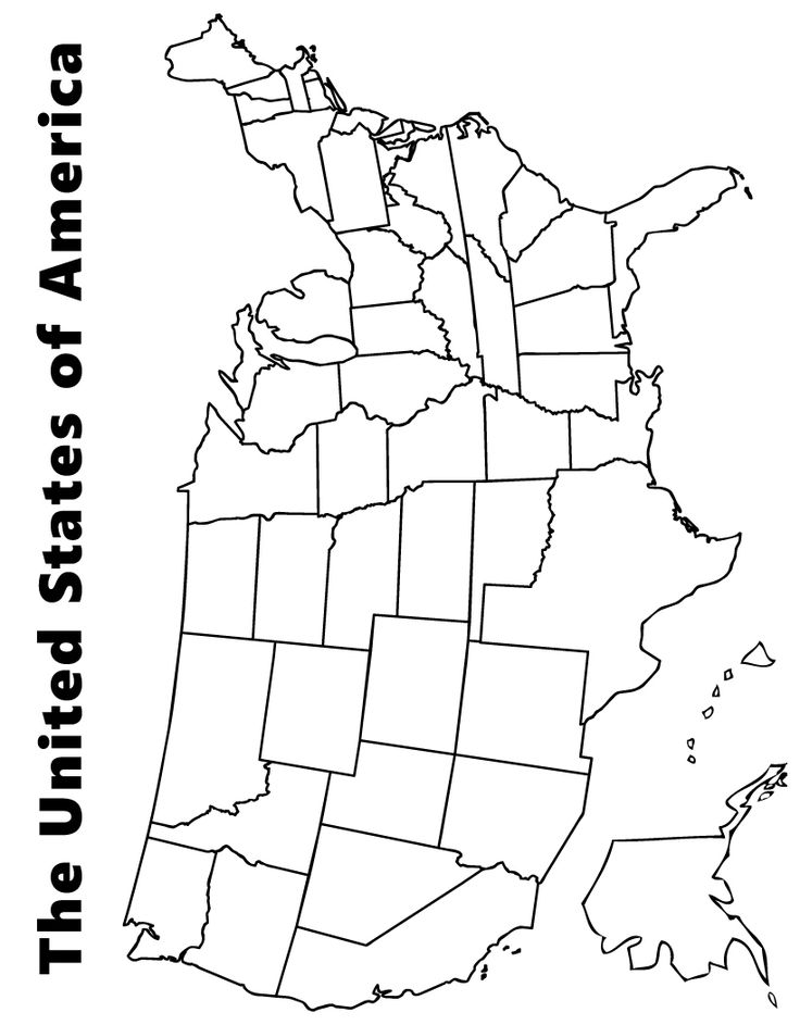 Map of the usa coloring pages