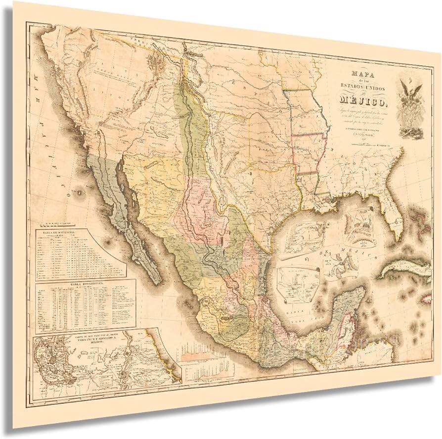 Historix vintage mexico map poster