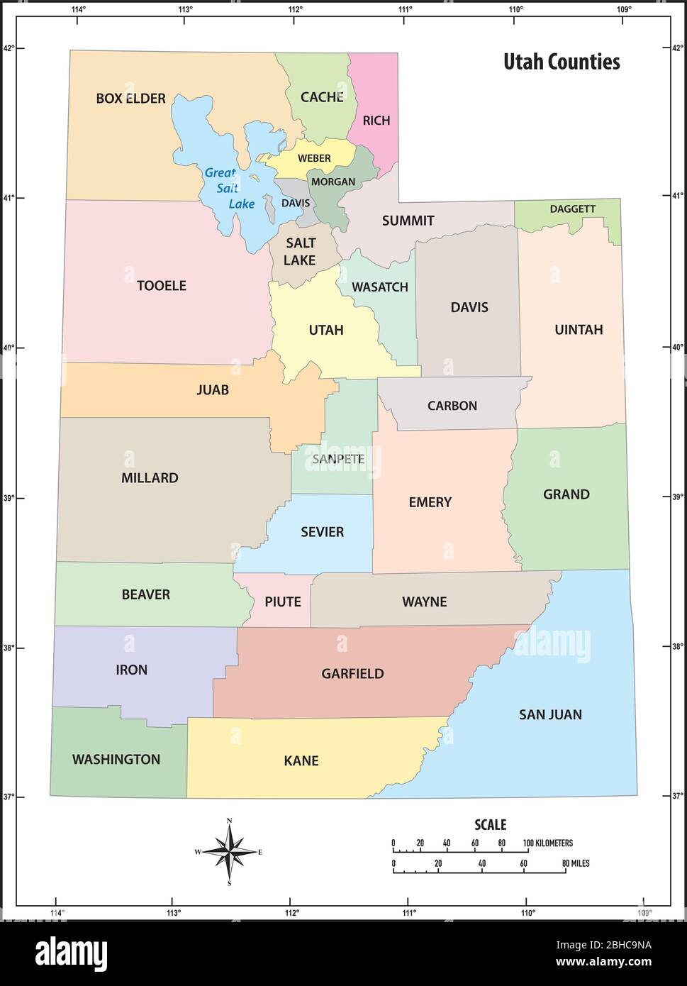 Utah state map hi