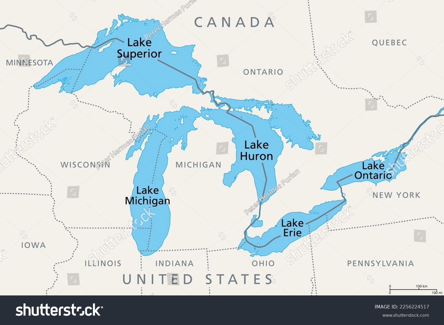 Great lakes map stock photos and pictures