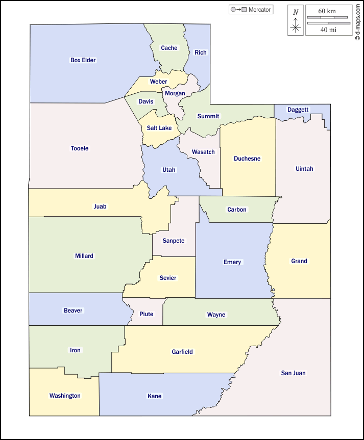 Utah mapa gratuito mapa mudo gratuito mapa en blanco gratuito plantilla de mapa contornos condados nombres color blanco