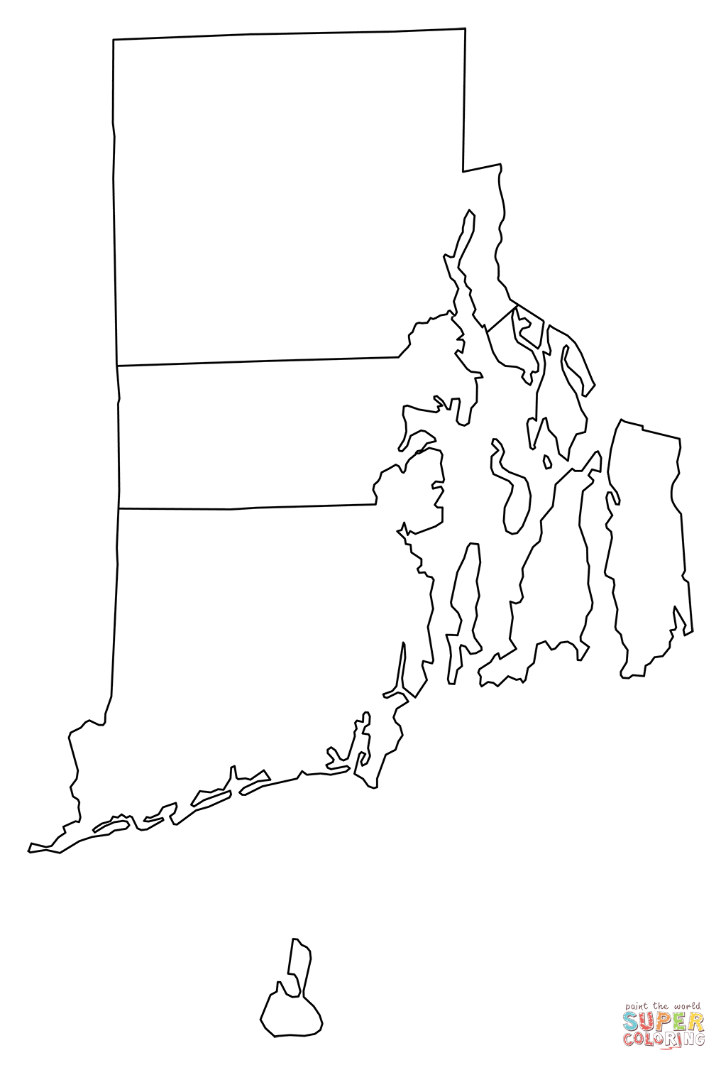 Outline map of rhode island counties coloring page free printable coloring pages