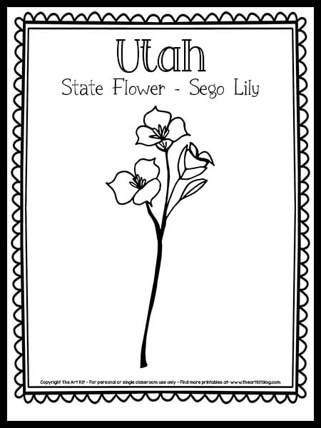 Utah state flower coloring page sego lily free printable â the art kit