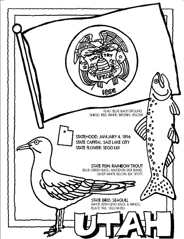 Utah coloring page social studi coloring pag state symbols