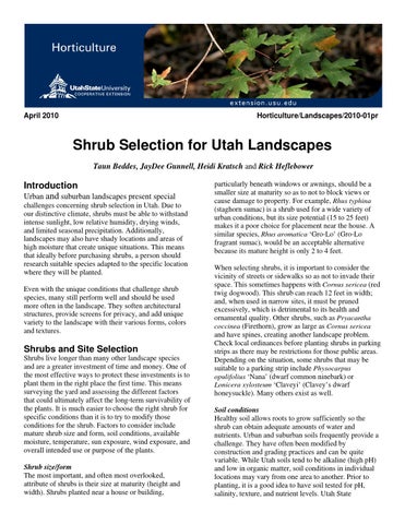 Shrub selection for utah landscapes by utah state university extension