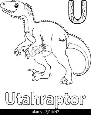 Utahraptor dinosaur coloring page illustration stock vector image art