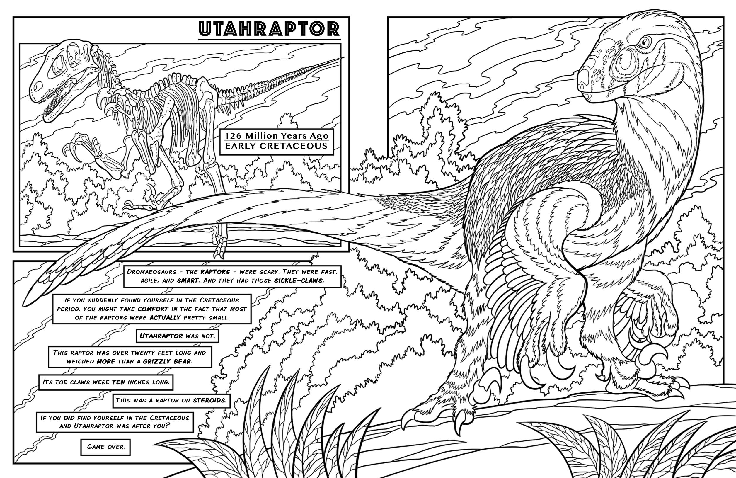 Utahraptor â dinosaurs live â dinosaur coloring book farcountry press