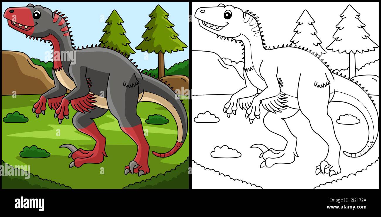 Utahraptor dinosaur coloring page illustration stock vector image art