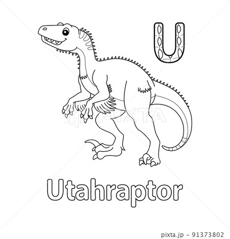 Utahraptor alphabet dinosaur abc coloring page u