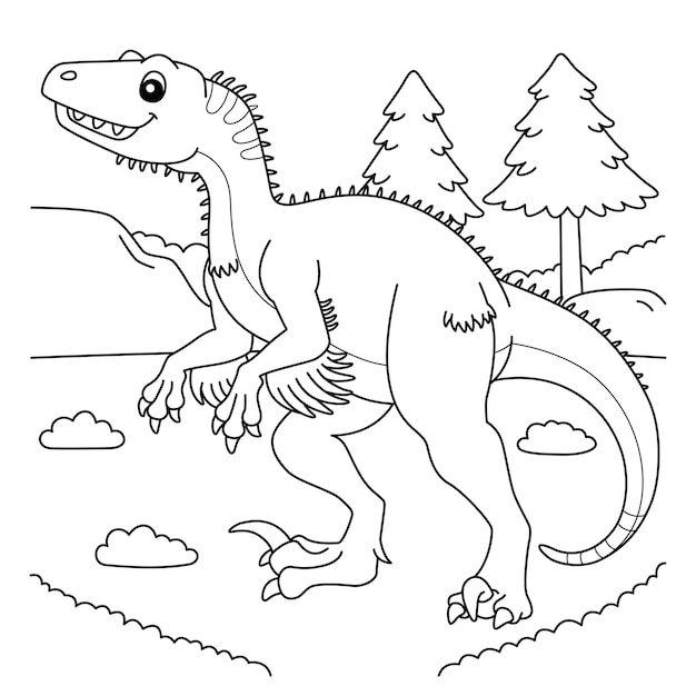 Premium vector utahraptor coloring page for kids