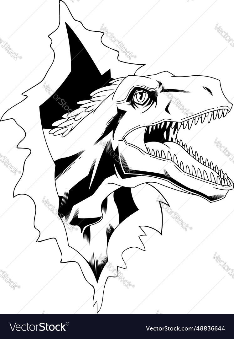 Outlined utahraptor dinosaur royalty free vector image