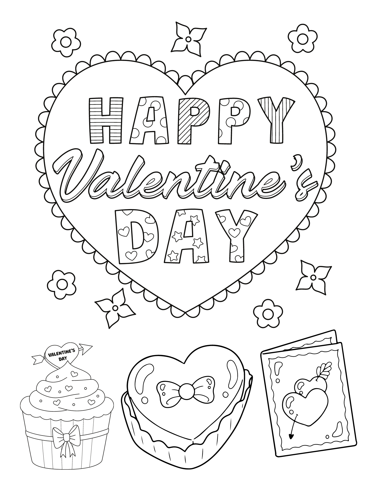 Free printable cute valentine coloring pages