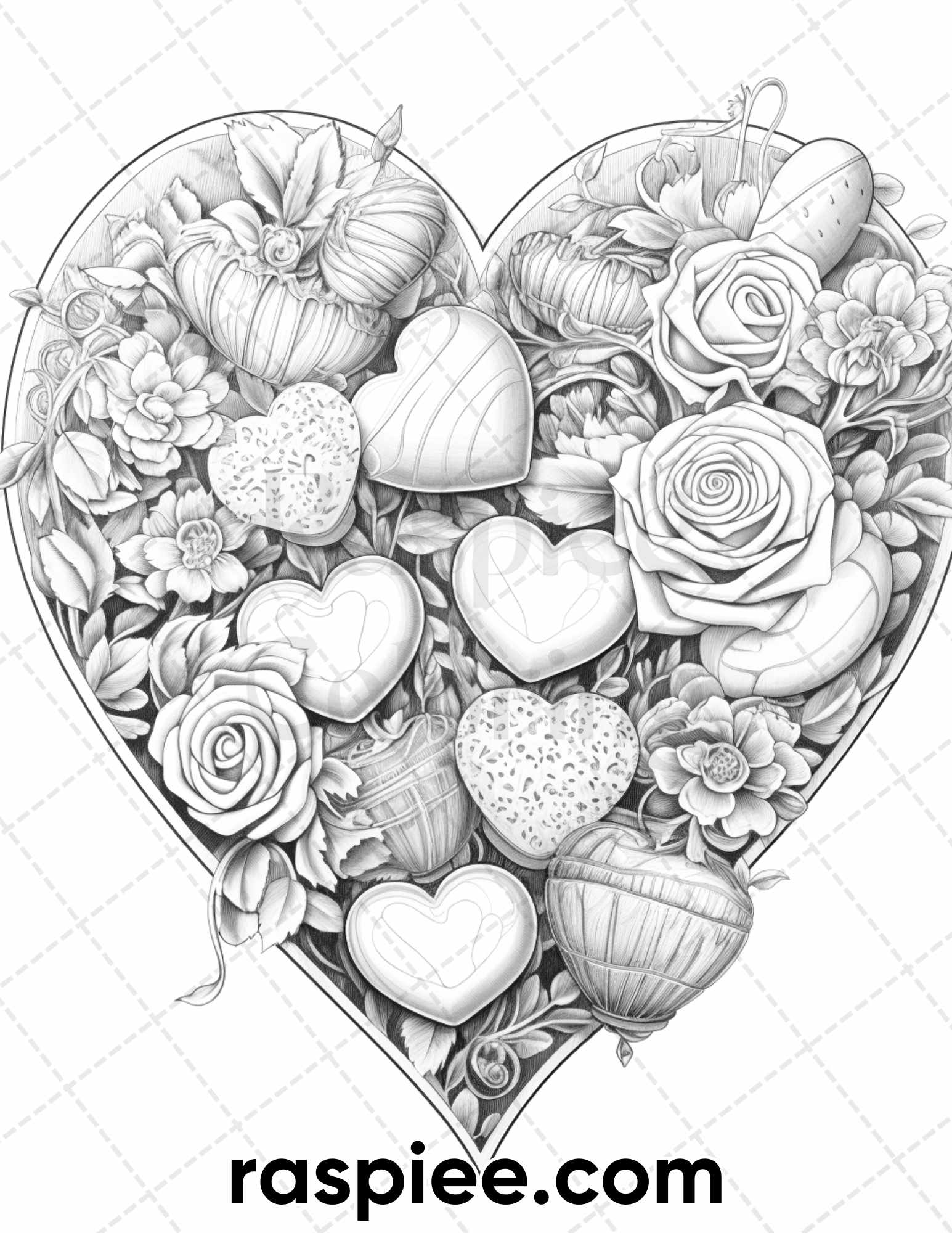 Sweet valentine grayscale adult coloring pages printable pdf insta â coloring