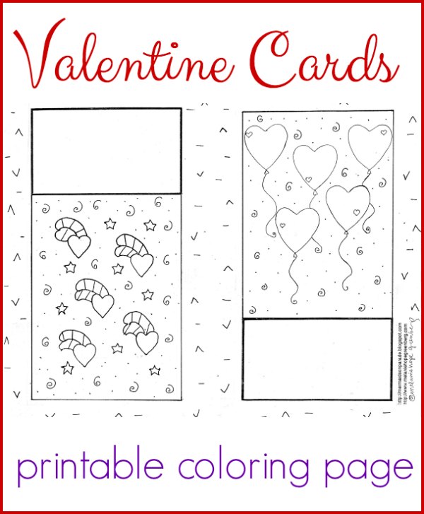 Darling valentine cards coloring page