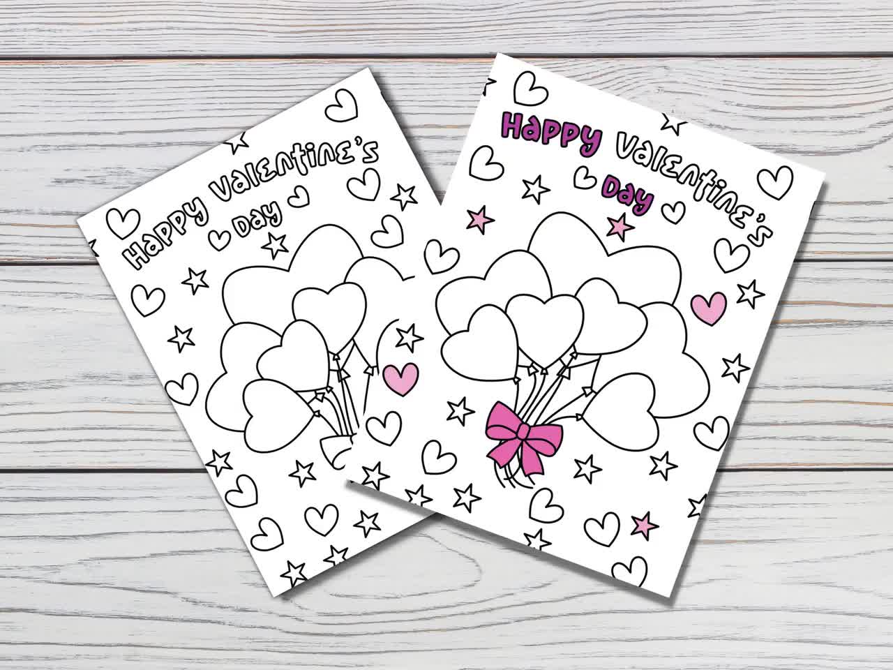 Valentines day coloring pages for kids valentines day party classroom activity party games and activities digital download