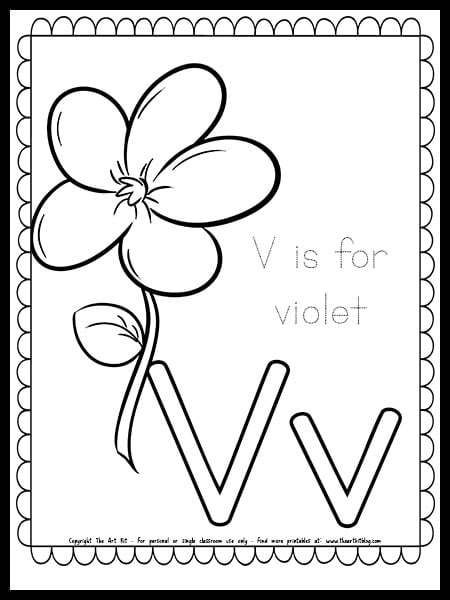 Letter v is for violet free spring coloring page â the art kit