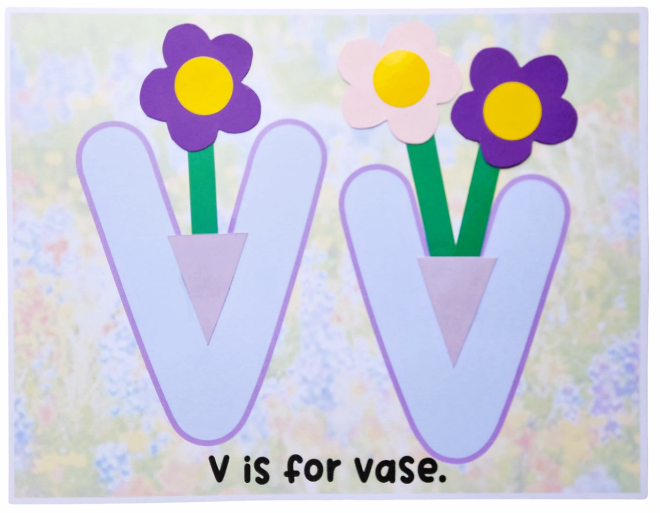 V is for vase craft coloring page