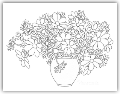 Coloring page vase bouquet of flowers â faith flows co