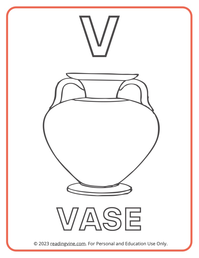 Letter v coloring pages