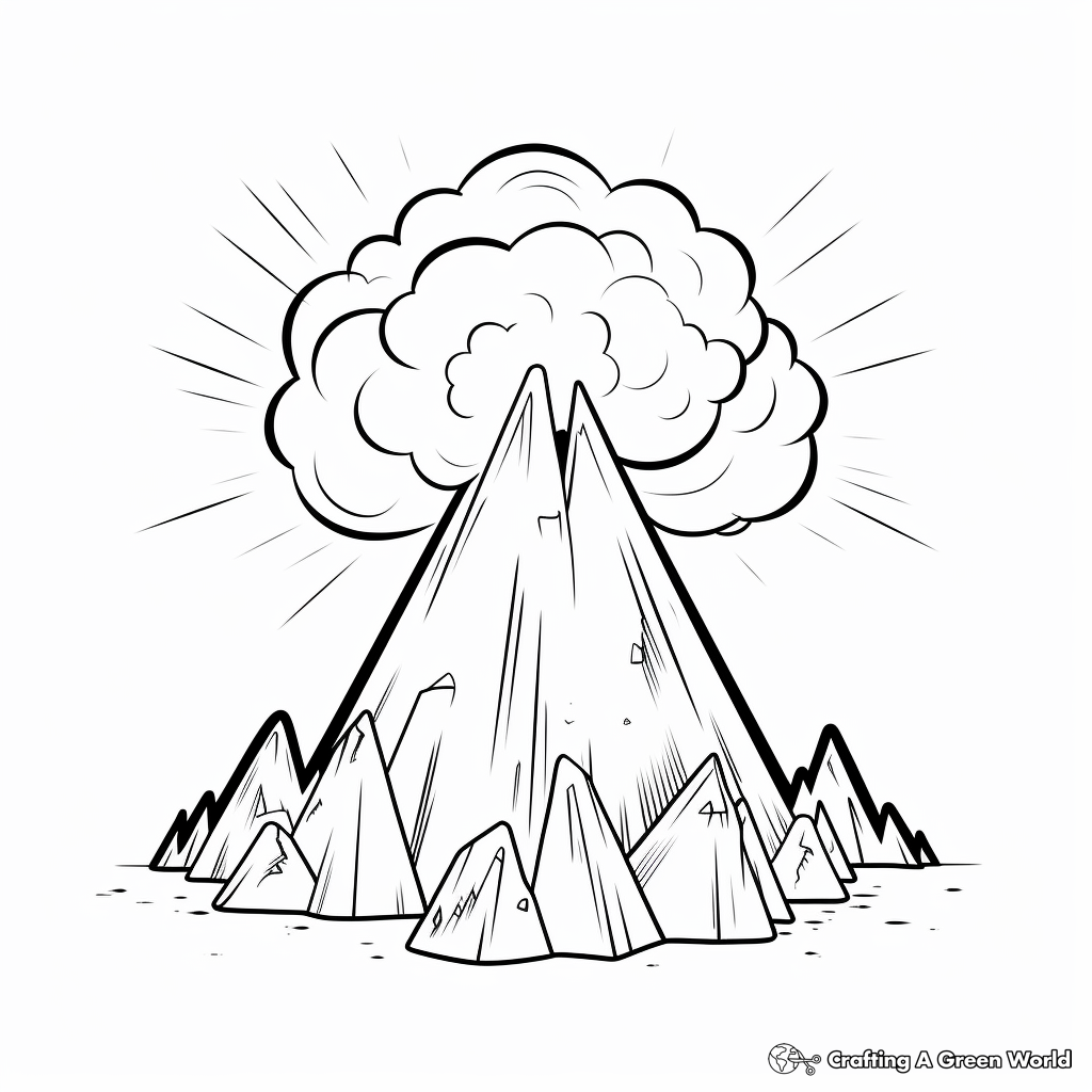 V is for volcano coloring pages