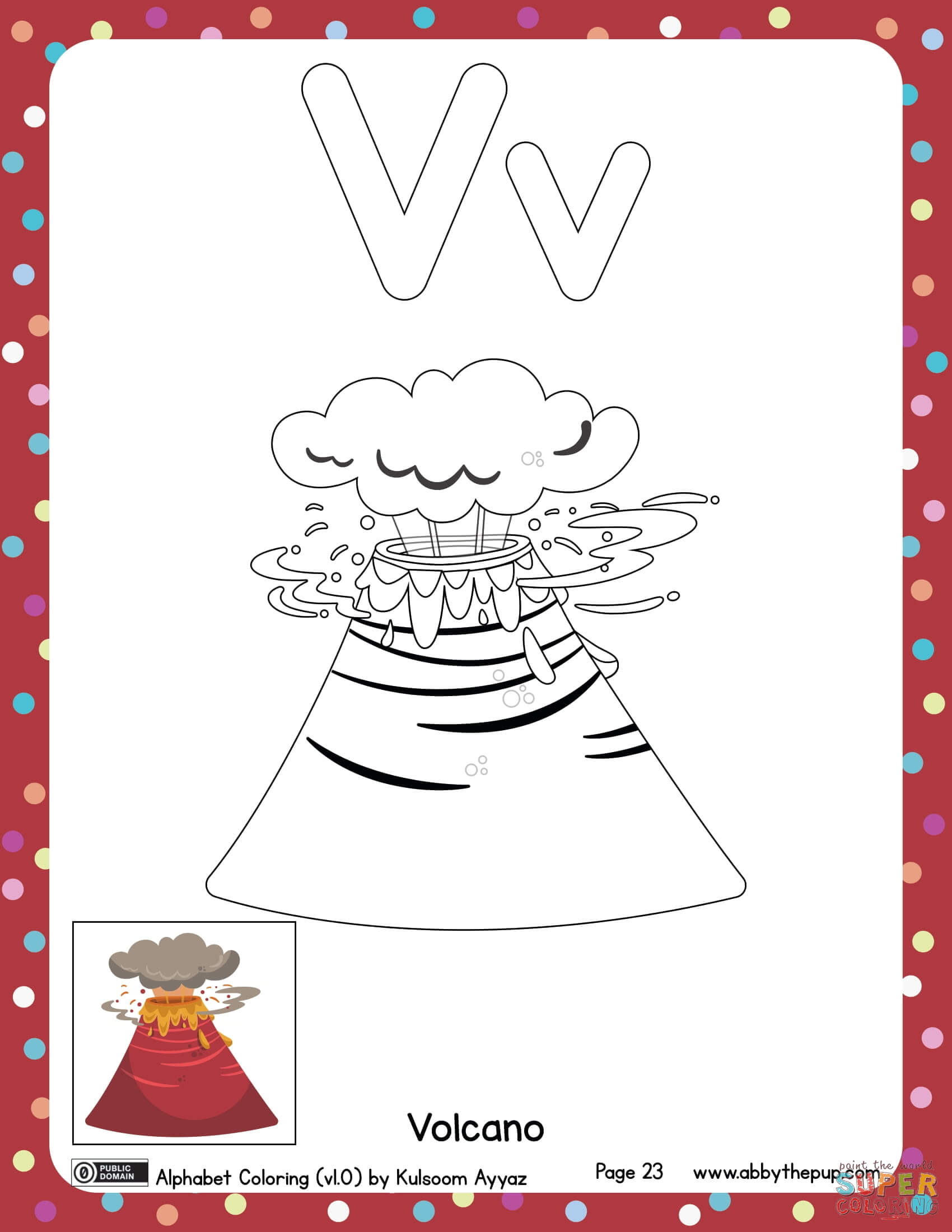 V is for volcano coloring page free printable coloring pages