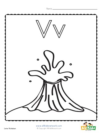 Coloring page for the letter v all kids network