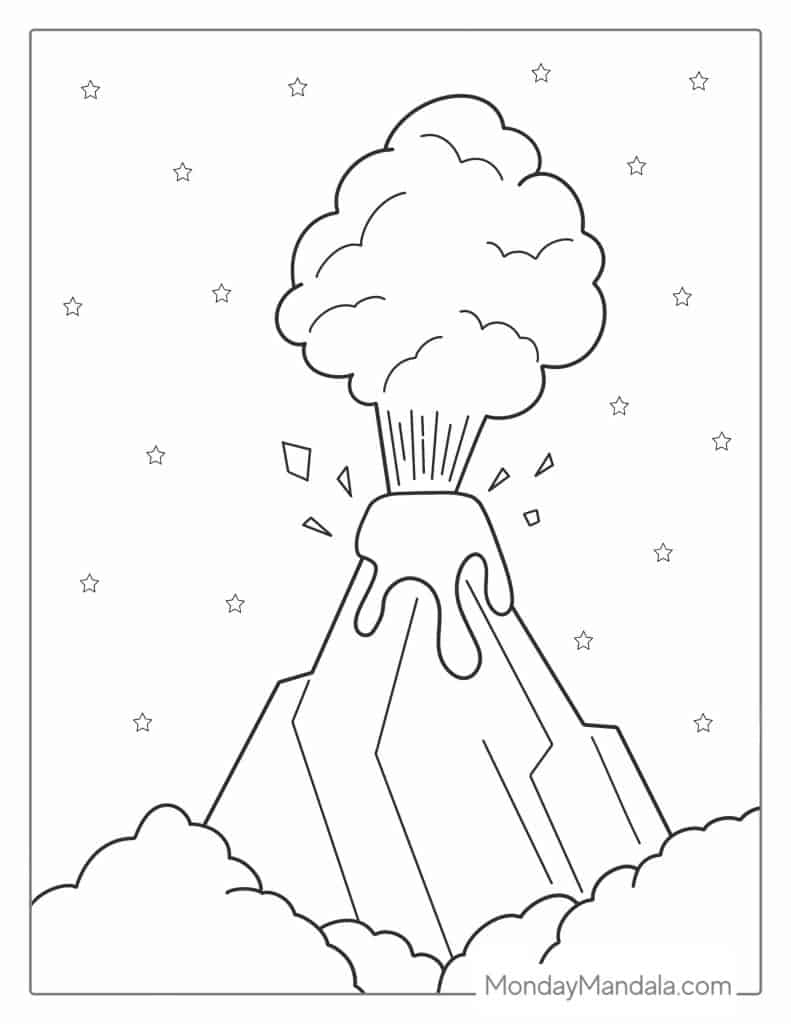 Volcano coloring pages free pdf printables