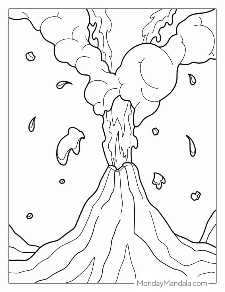 Volcano coloring pages free pdf printables