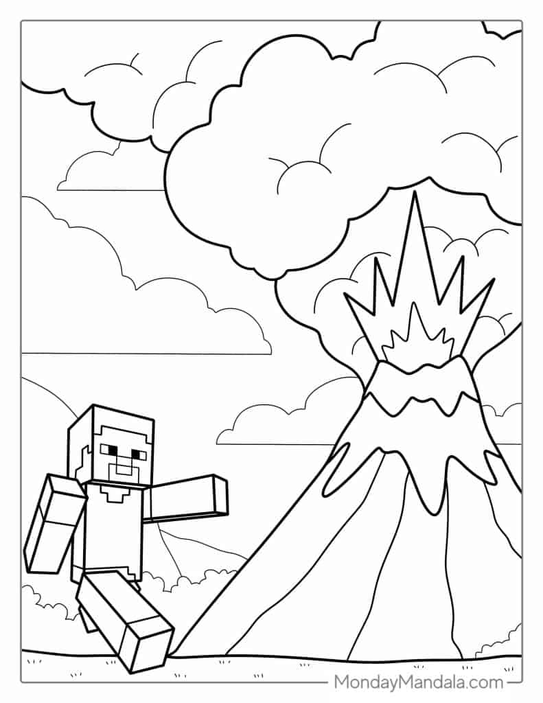 Volcano coloring pages free pdf printables