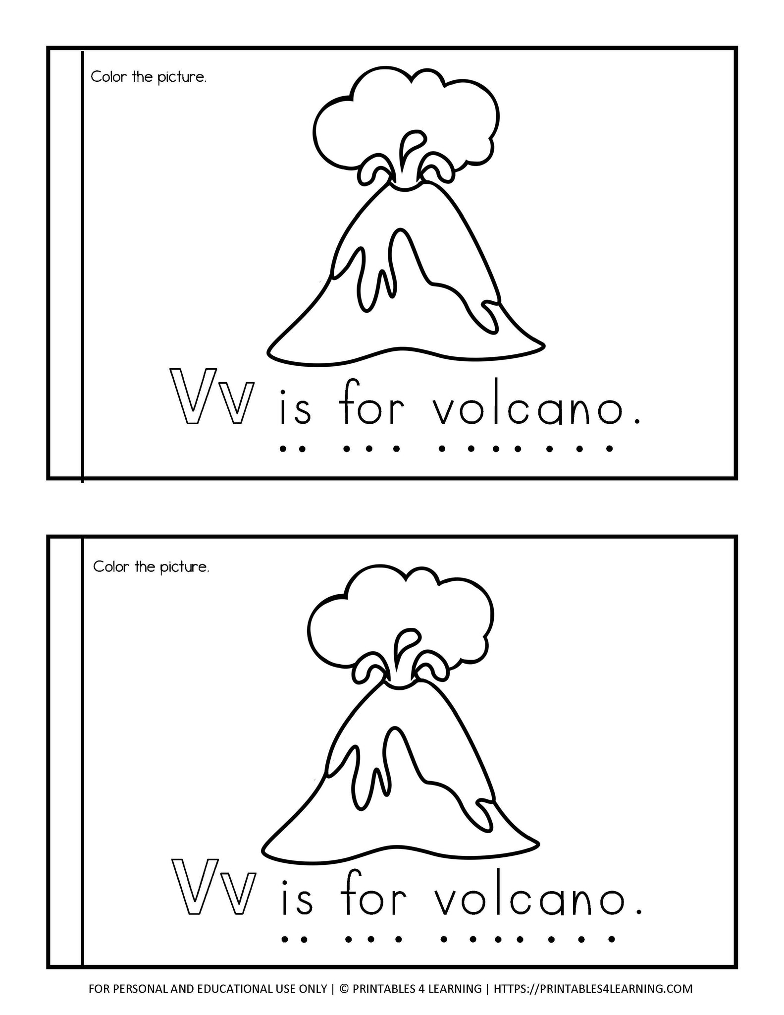 Letter v emergent reader coloring book â printables learning