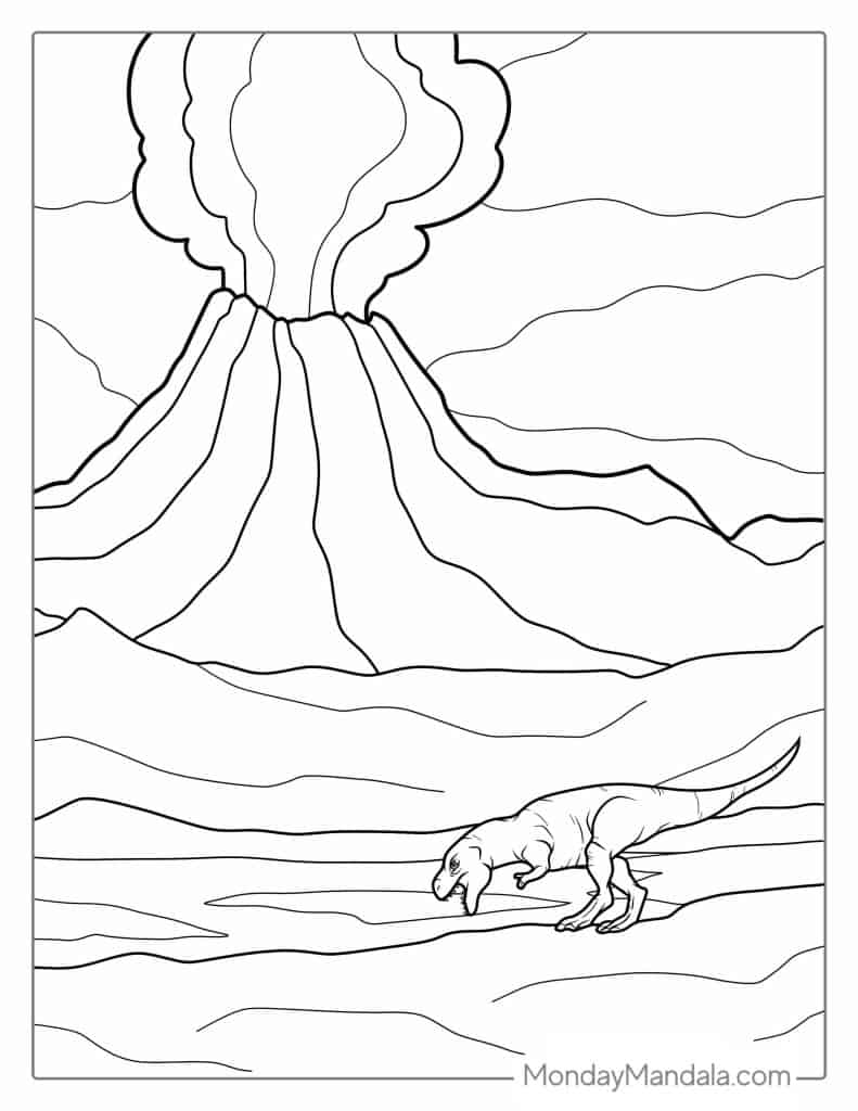 Volcano coloring pages free pdf printables