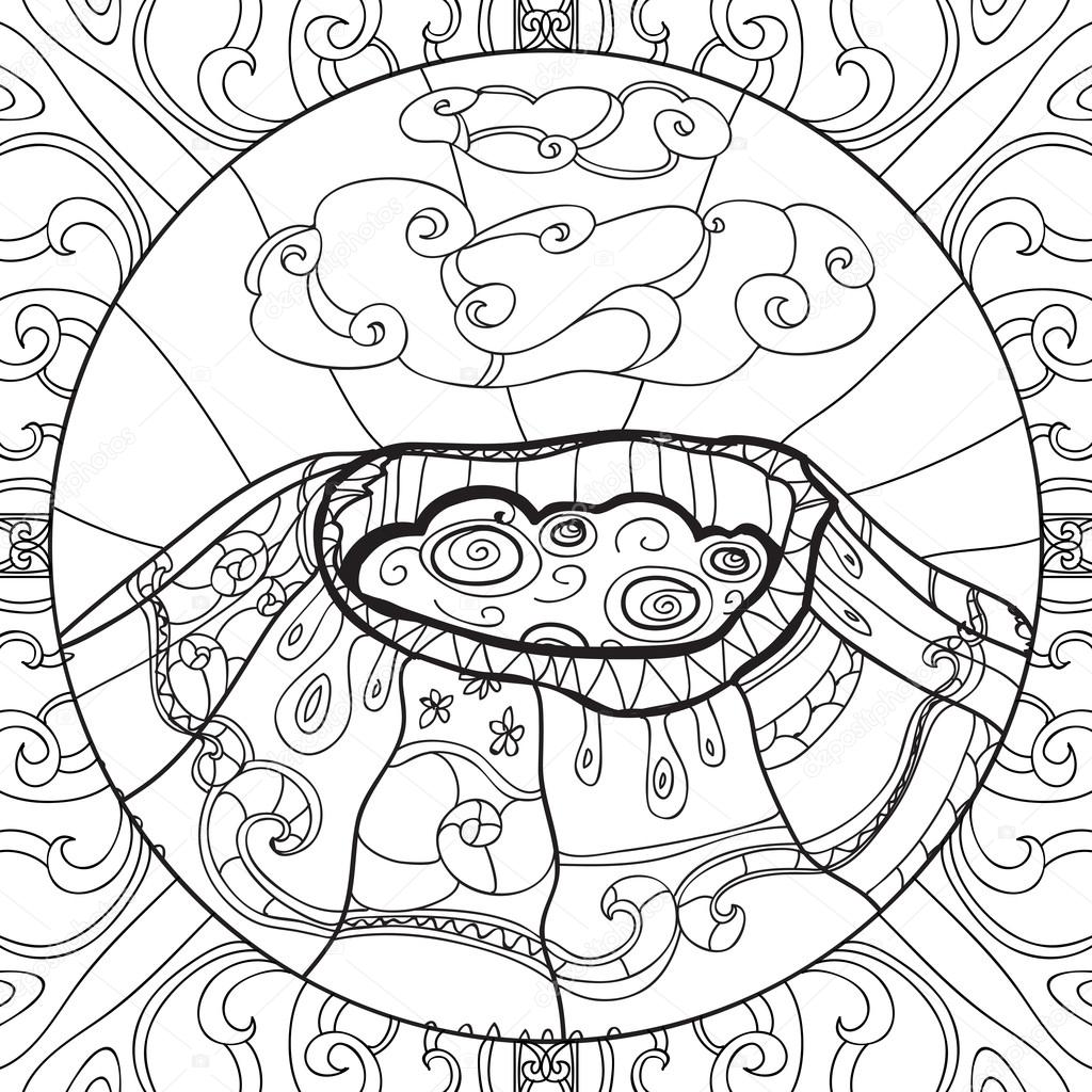 Coloring page with volcano stock vector by alenakaz