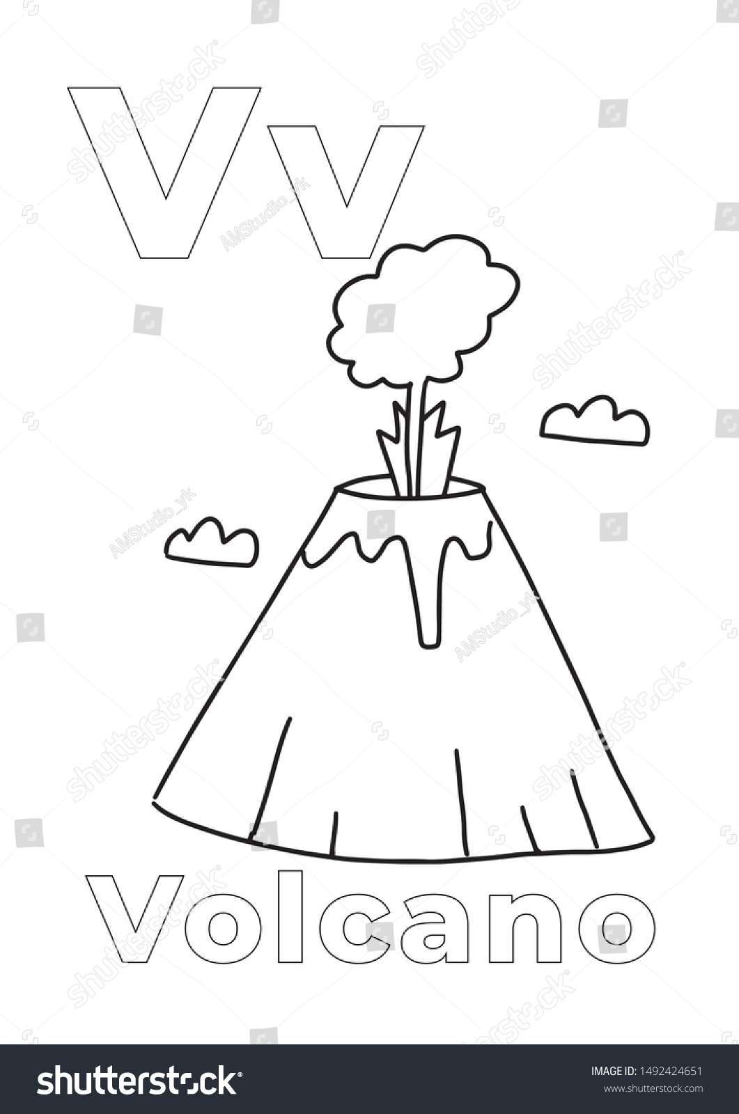 Kid coloring book coloring book volcano stock vector royalty free