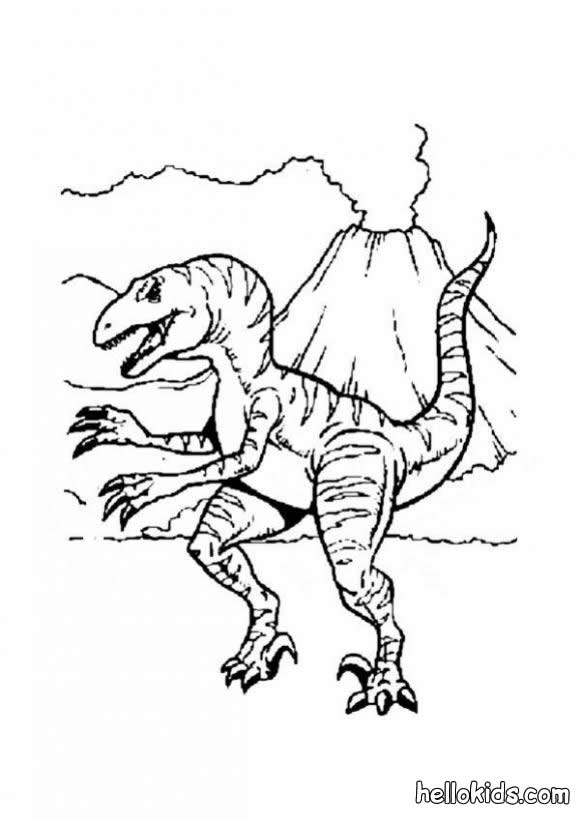 Allosaurus and volcano coloring pages