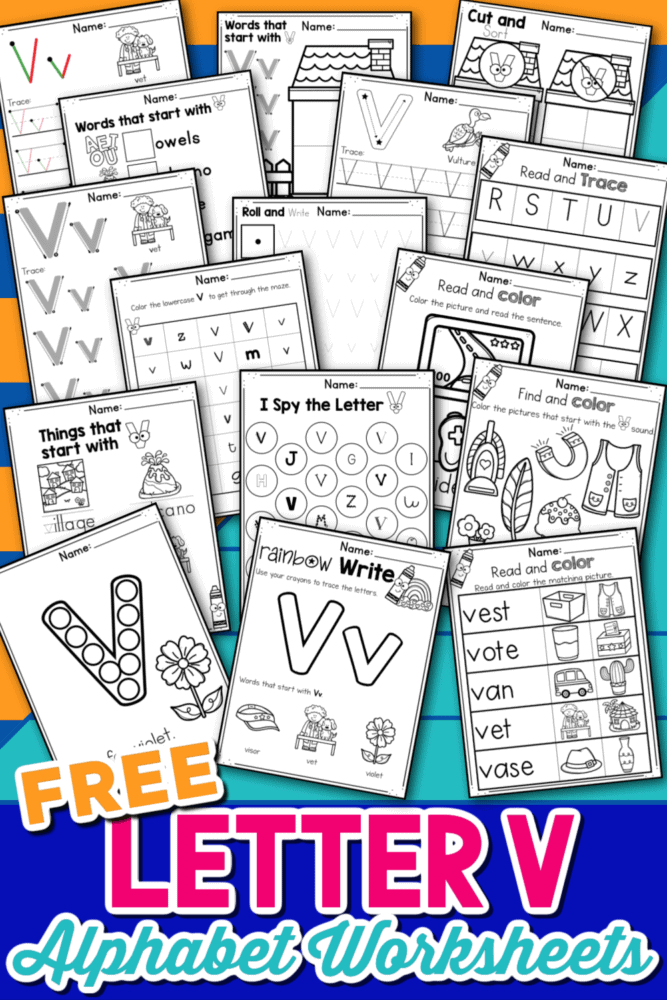 Free printable letter v worksheets tracing letter recognition alphabet sounds