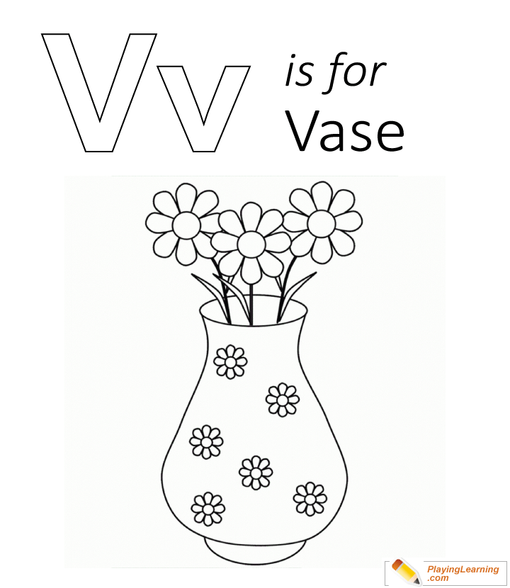 V is for vase coloring page free v is for vase coloring page